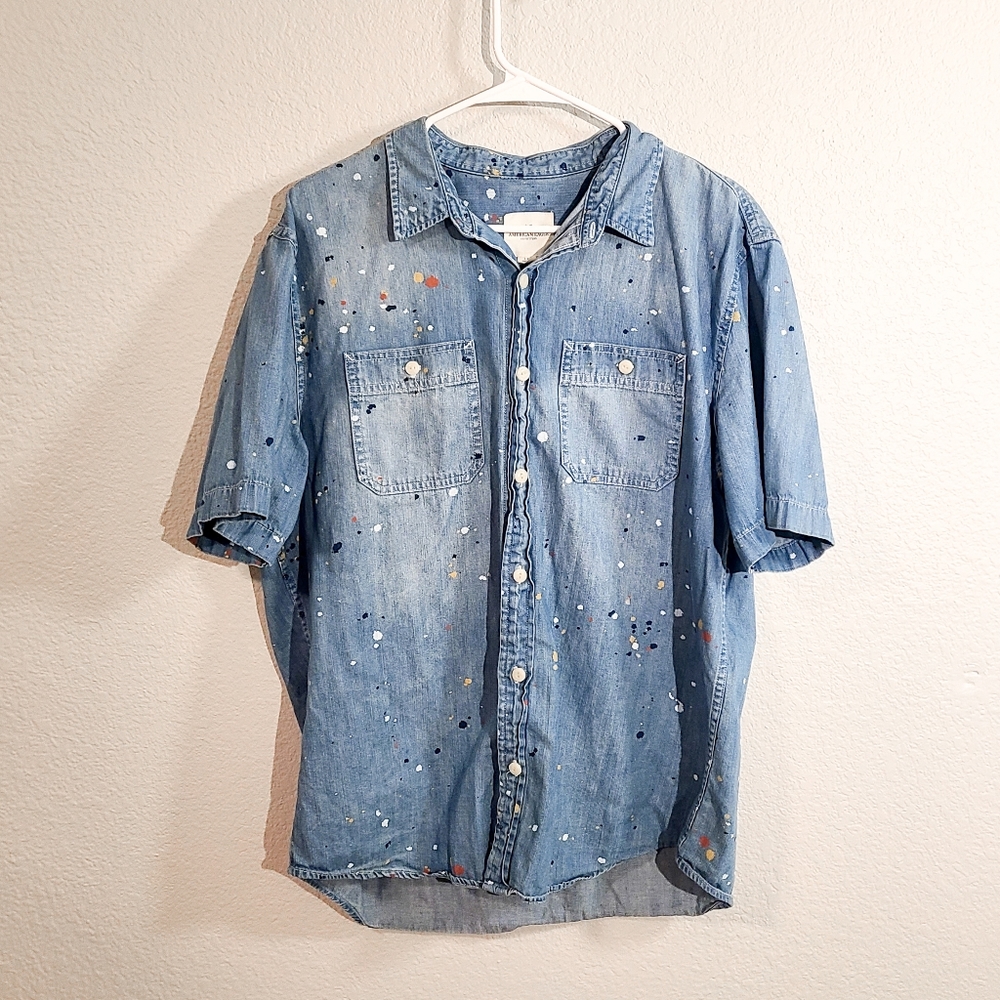 American Eagle Outfitters Paint Splatter Button Down